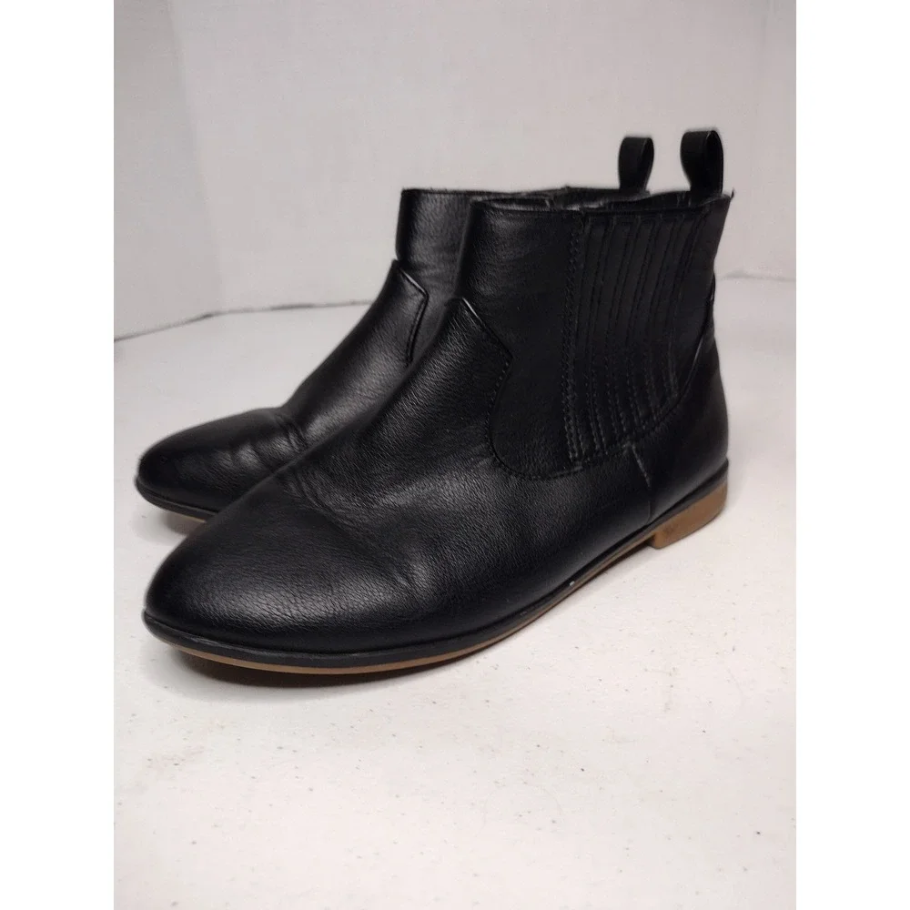 Cat and‎ Jack Kids Black Faux Leather Chelsea Boots Side Zip Size 2
